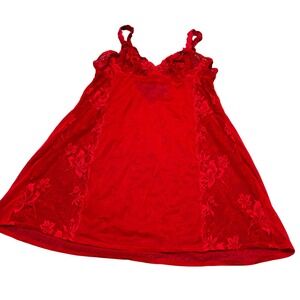 Victoria's Secret Red Lace Babydoll Sheer Chemise Nightgown Lingerie Size L
